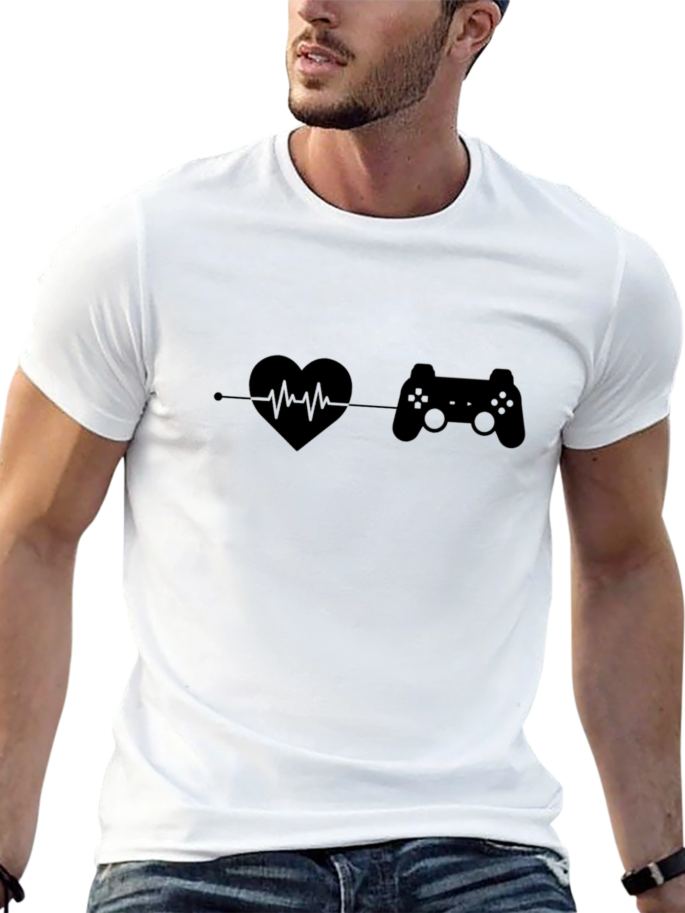 Gamer Heartbeat T-Shirt - Black Graphic Tee