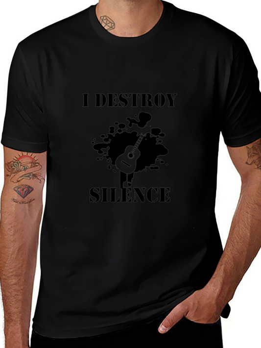 I Destroy Silence Black Graphic T-Shirt