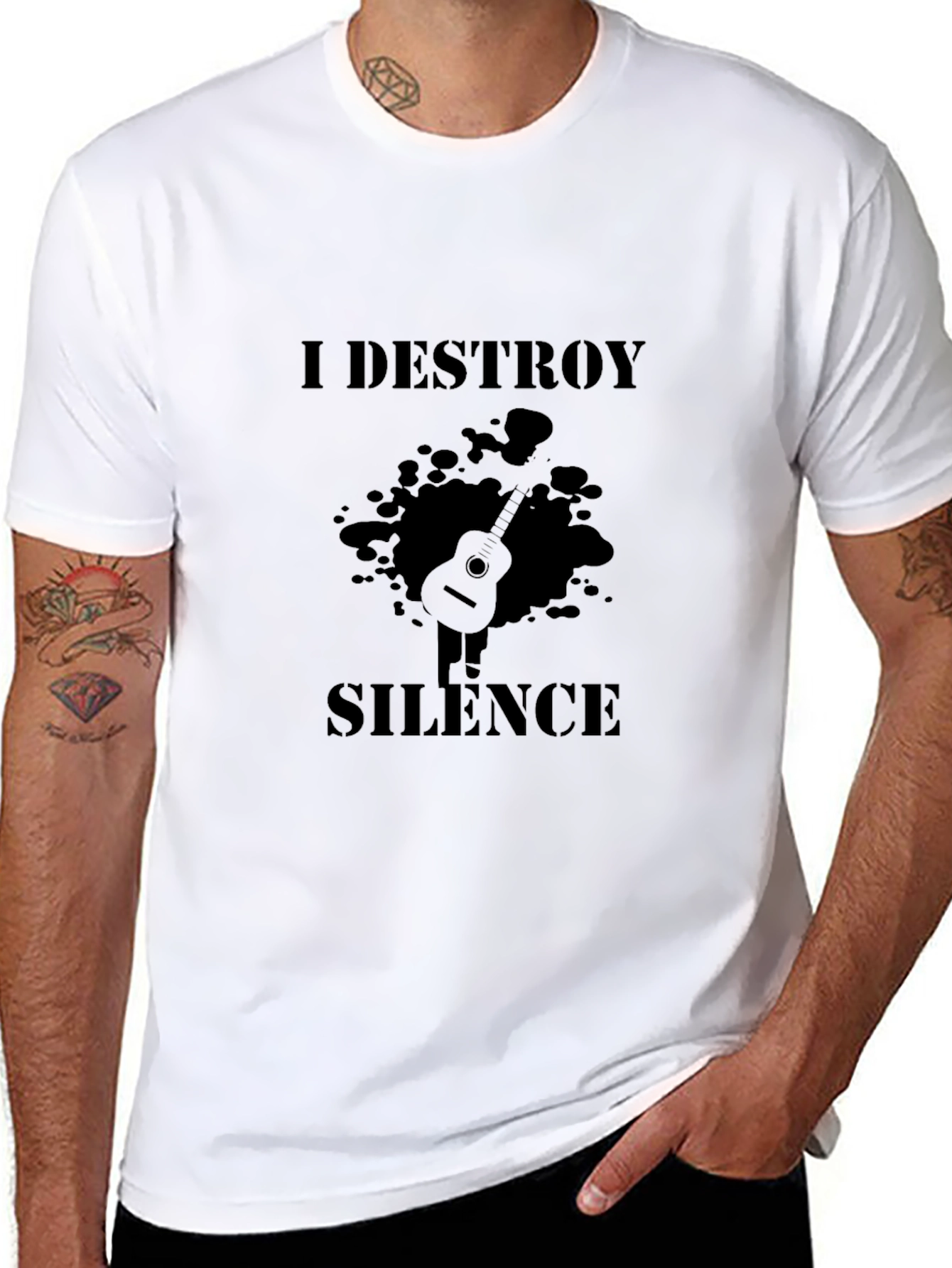 I Destroy Silence Black Graphic T-Shirt