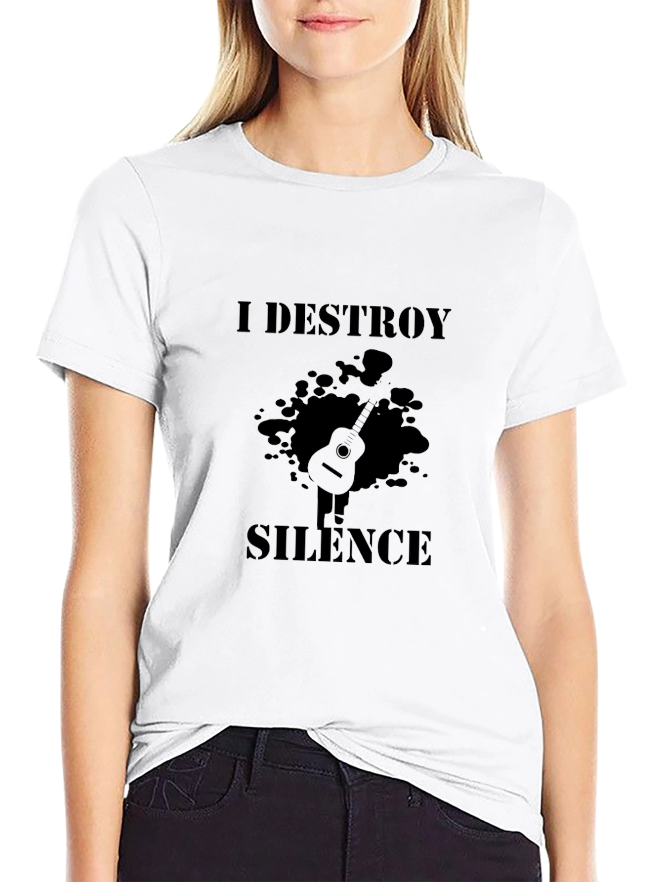 I Destroy Silence Black Graphic T-Shirt
