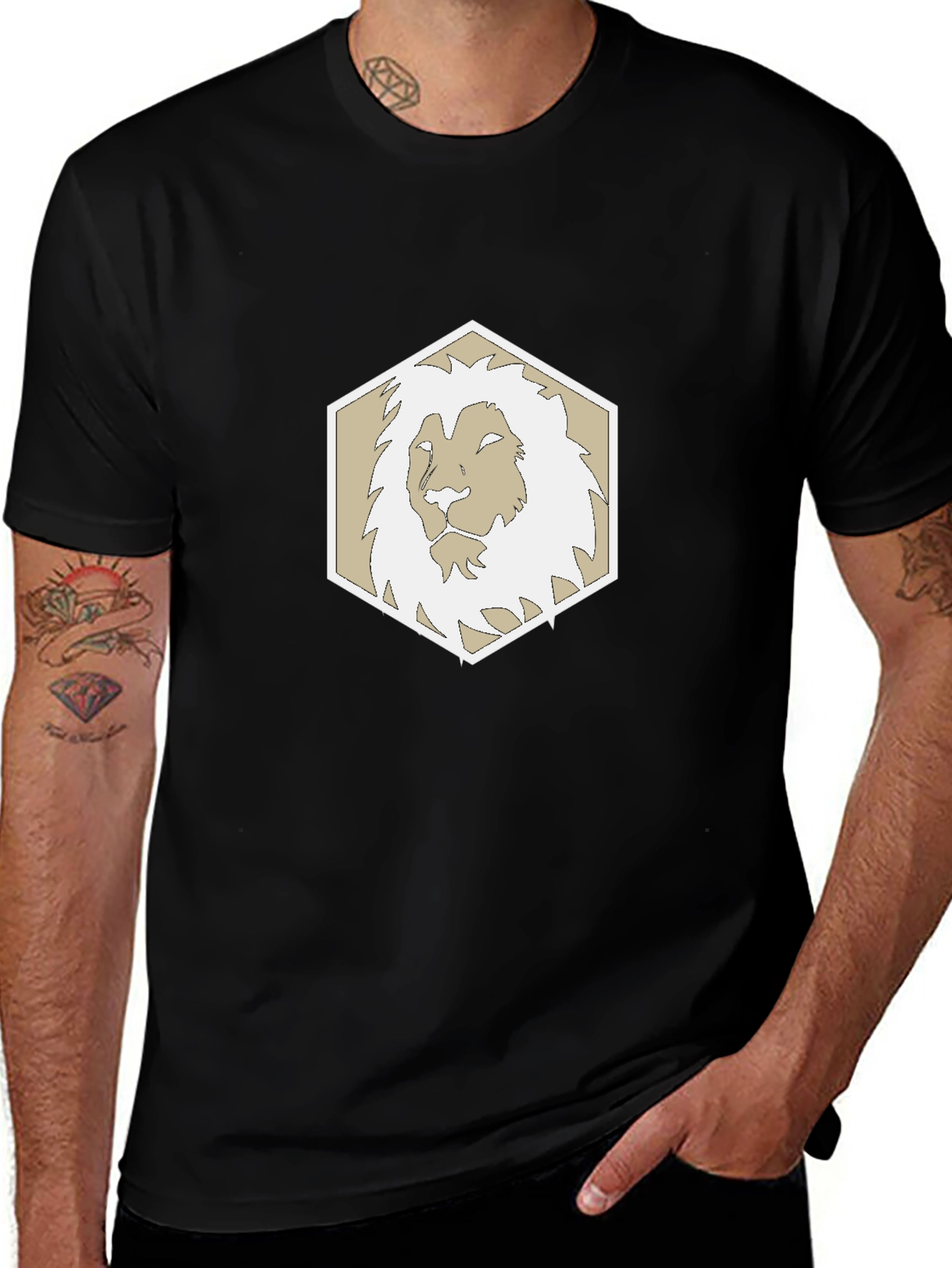 Lion Emblem Black Tee - Stylish Graphic T-Shirt