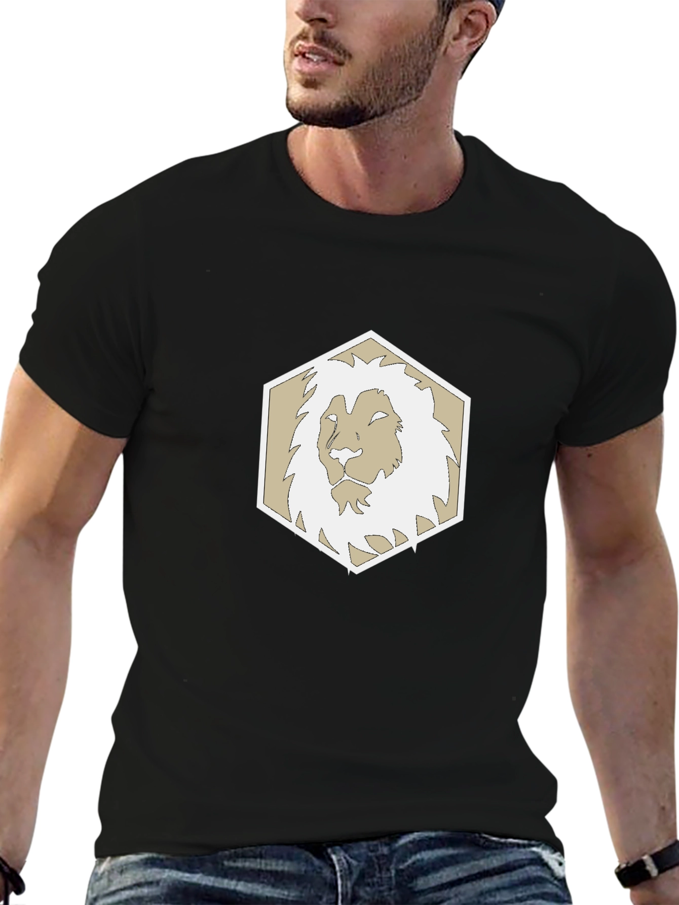 Lion Emblem Black Tee - Stylish Graphic T-Shirt
