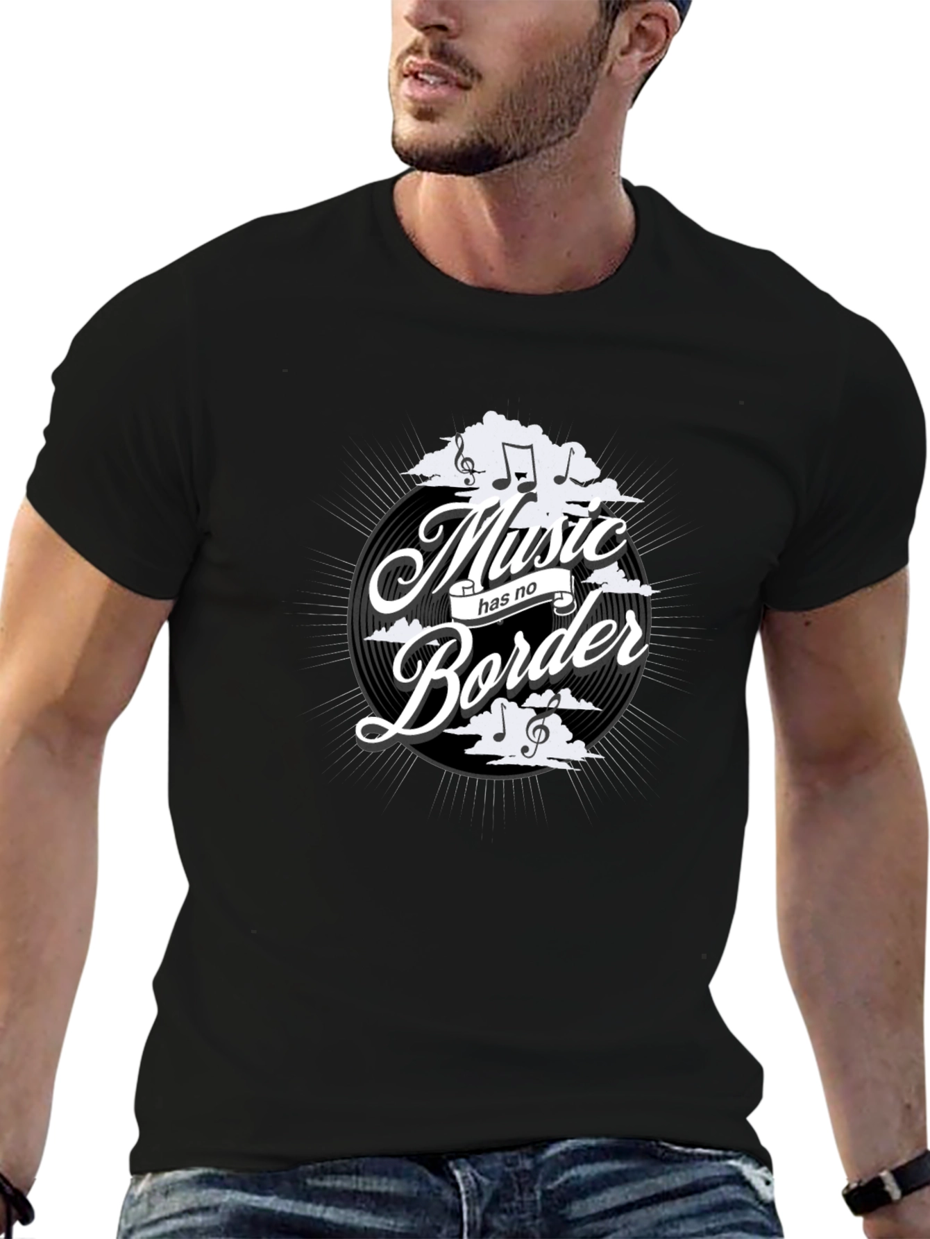 Music Has No Border Black Graphic Tee