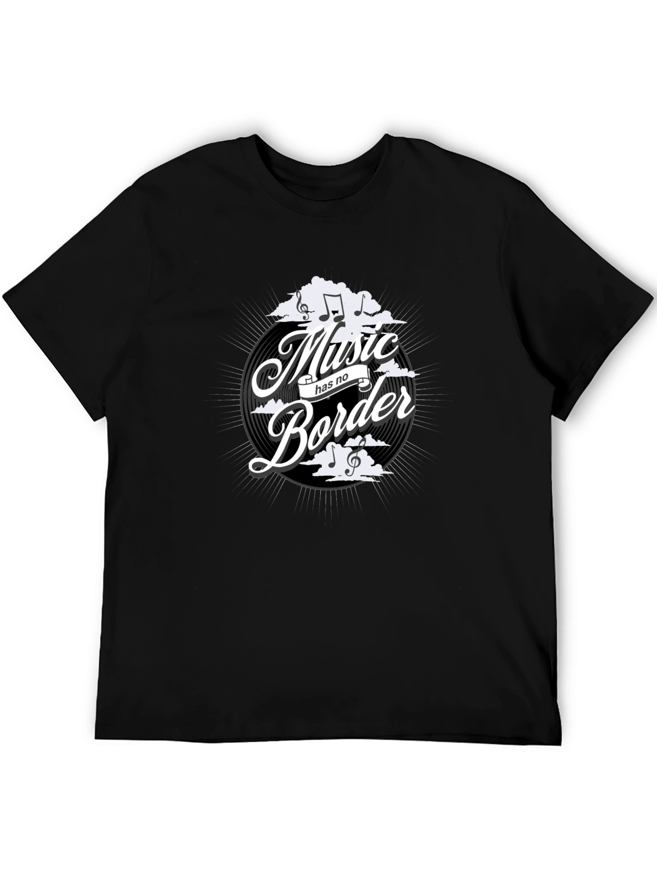 Music Has No Border Black Graphic Tee