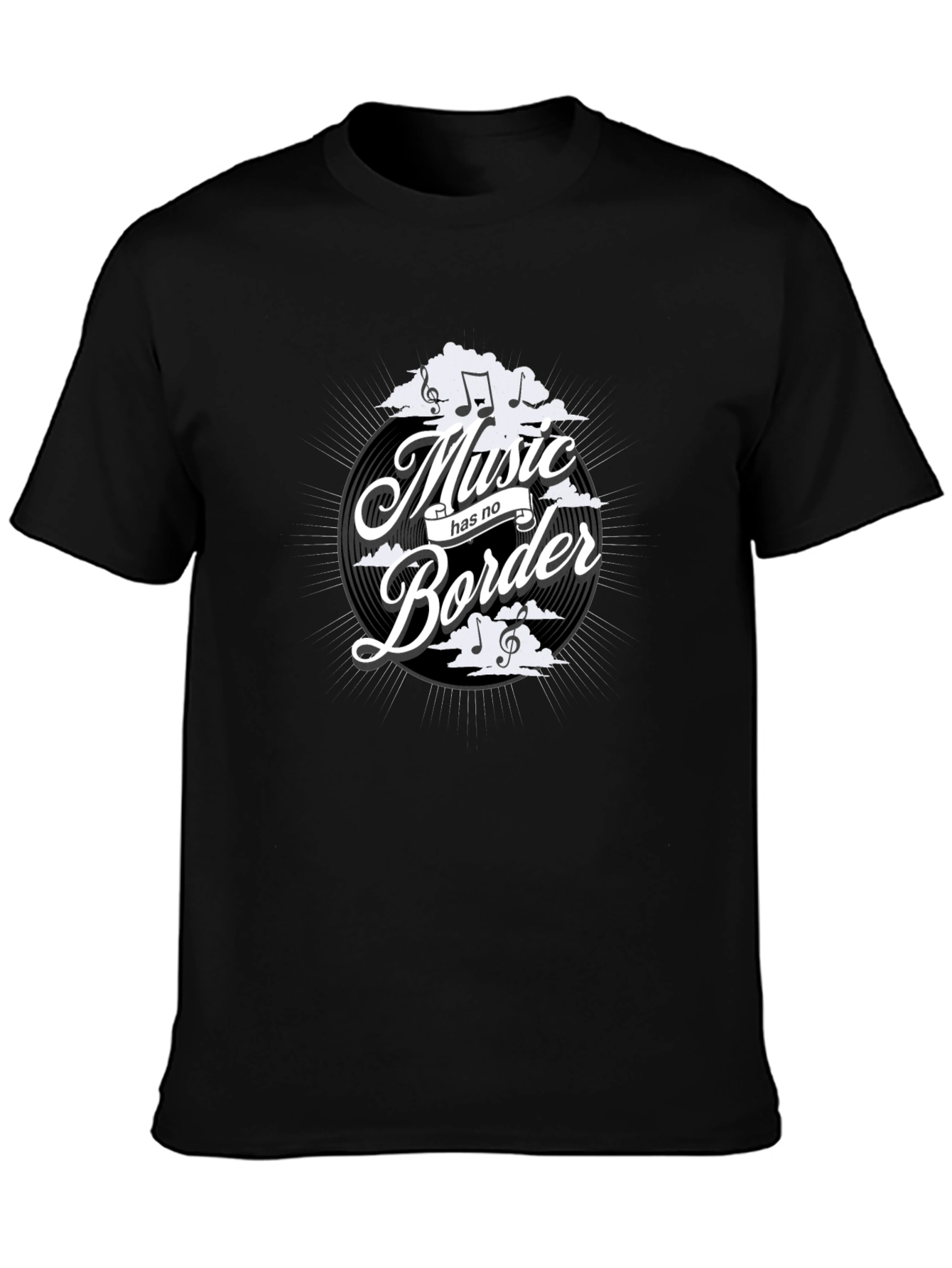 Music Has No Border Black Graphic Tee