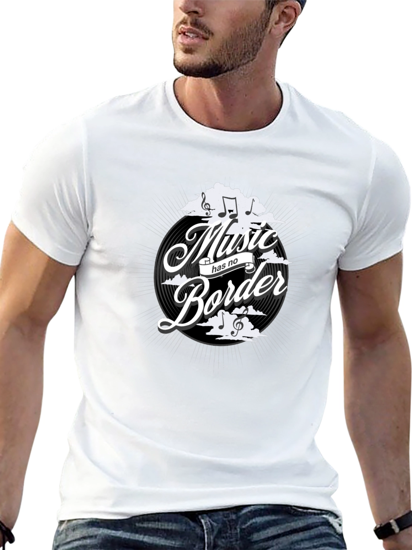 Music Has No Border Black Graphic Tee