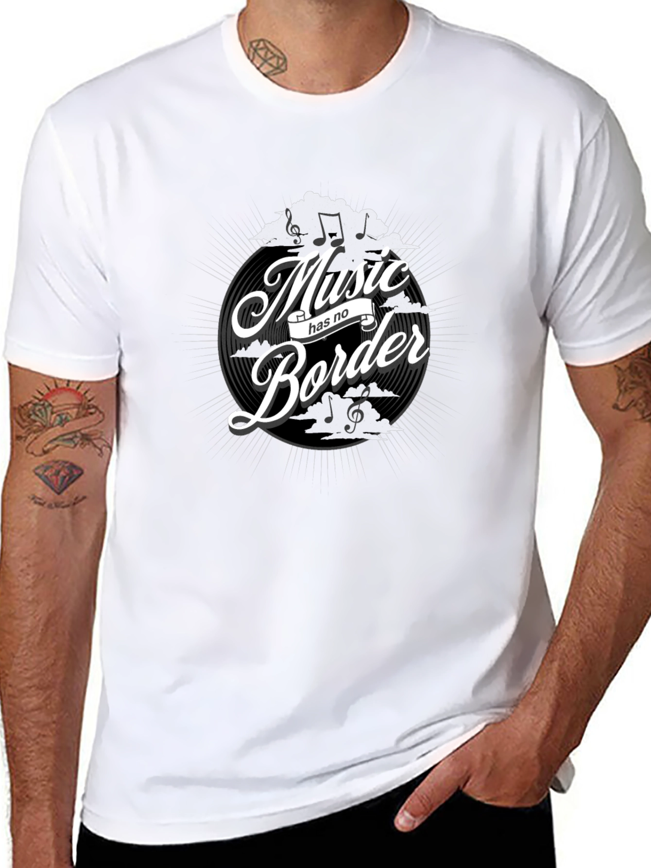 Music Has No Border Black Graphic Tee