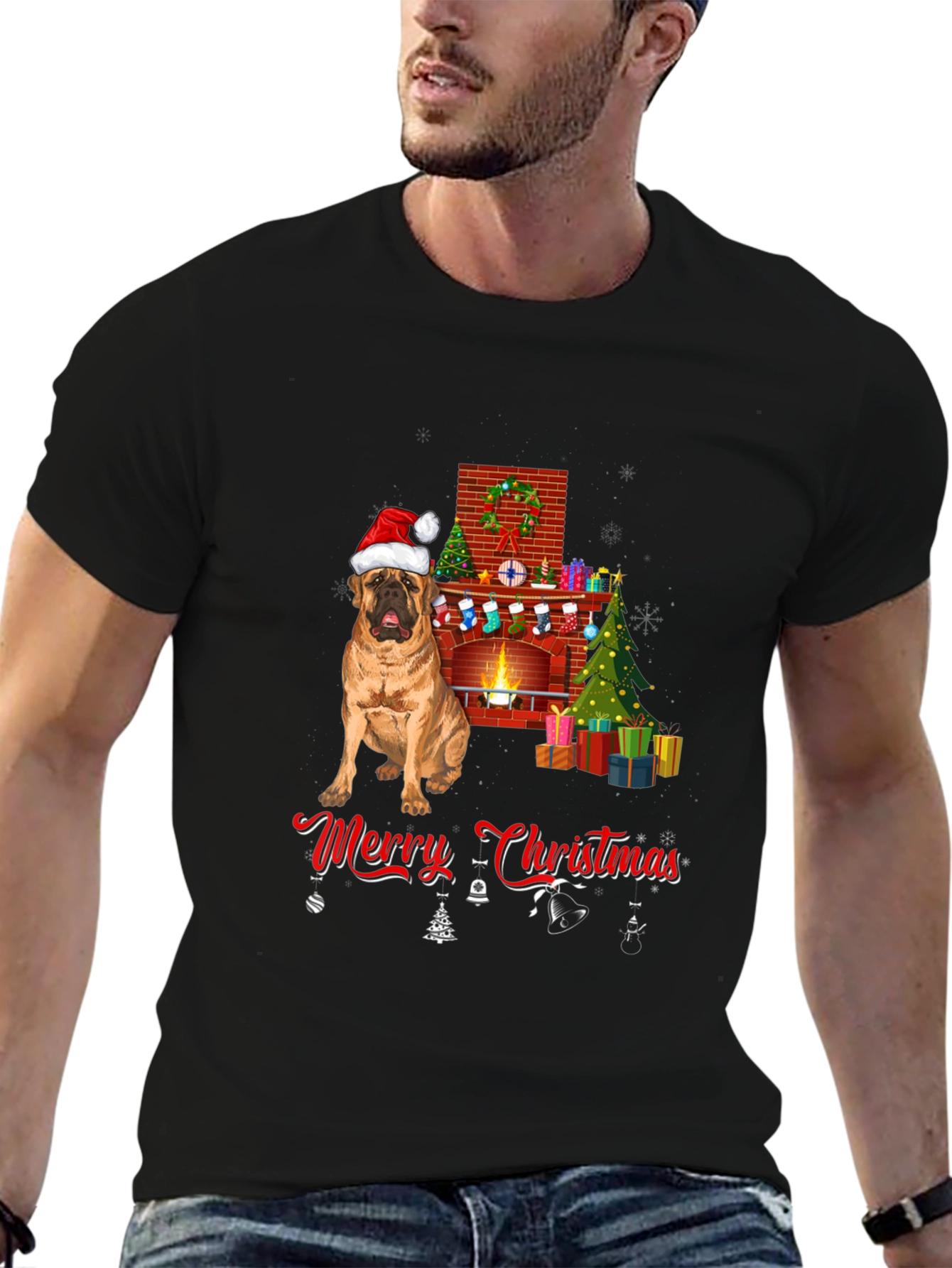 Dog Breed Christmas Fireplace T-Shirt