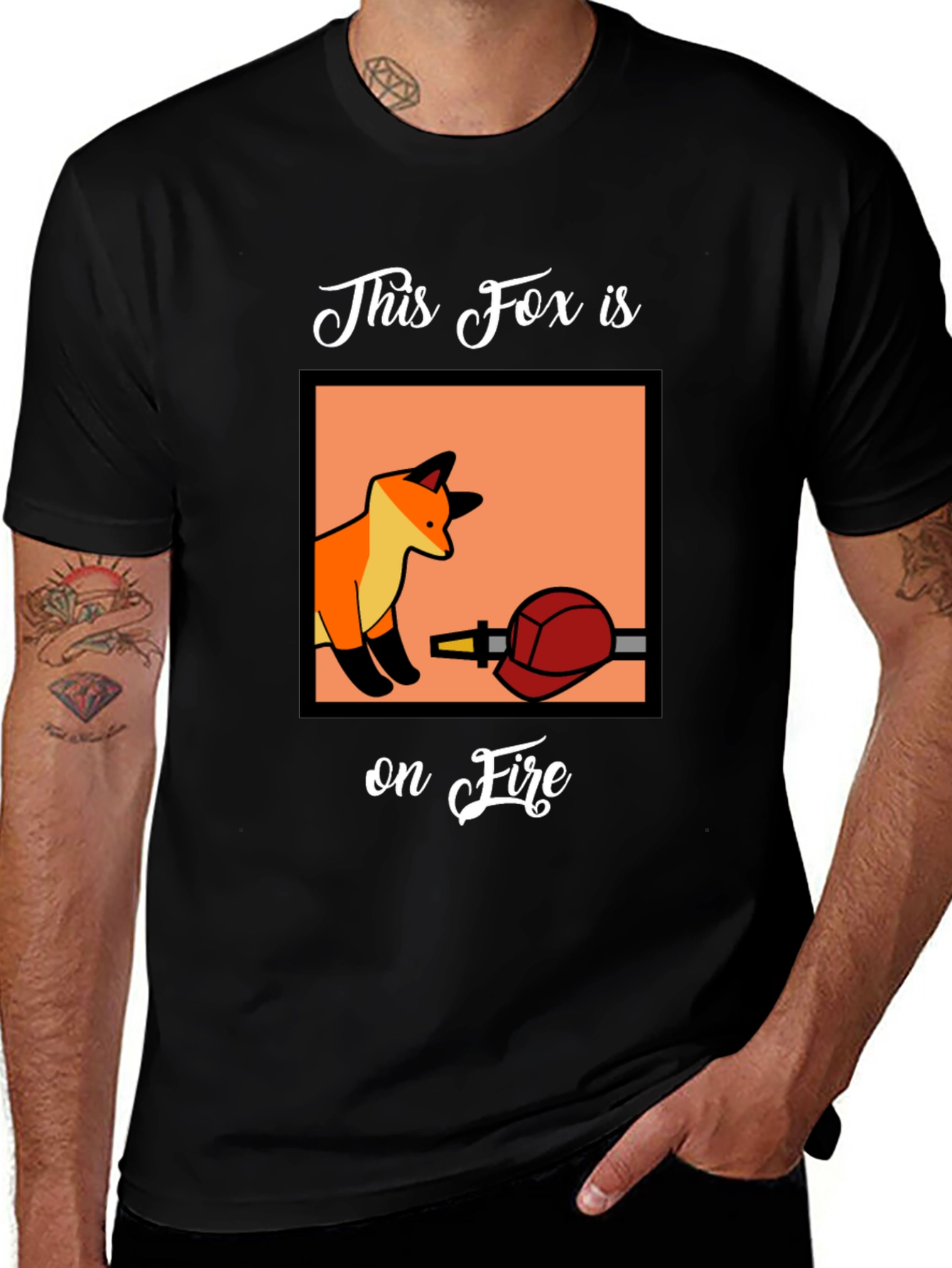 Fox on Fire Graphic T-Shirt - Funny Animal Tee