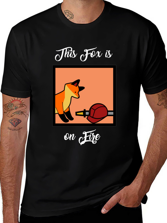 Fox on Fire Graphic T-Shirt - Funny Animal Tee