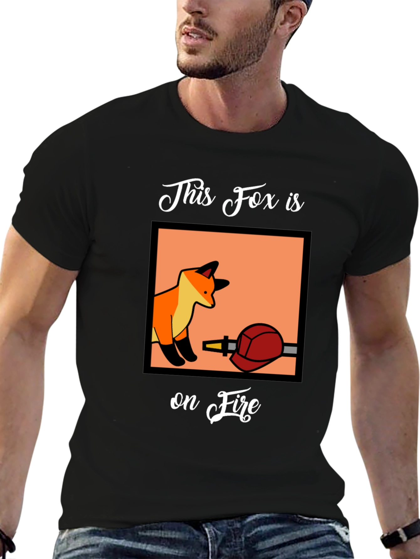 Fox on Fire Graphic T-Shirt - Funny Animal Tee