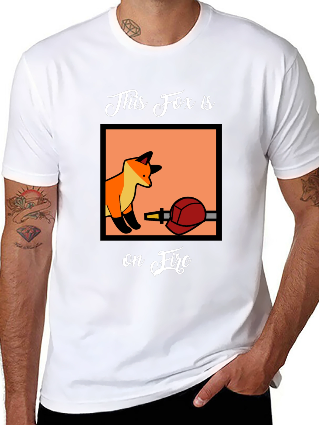 Fox on Fire Graphic T-Shirt - Funny Animal Tee