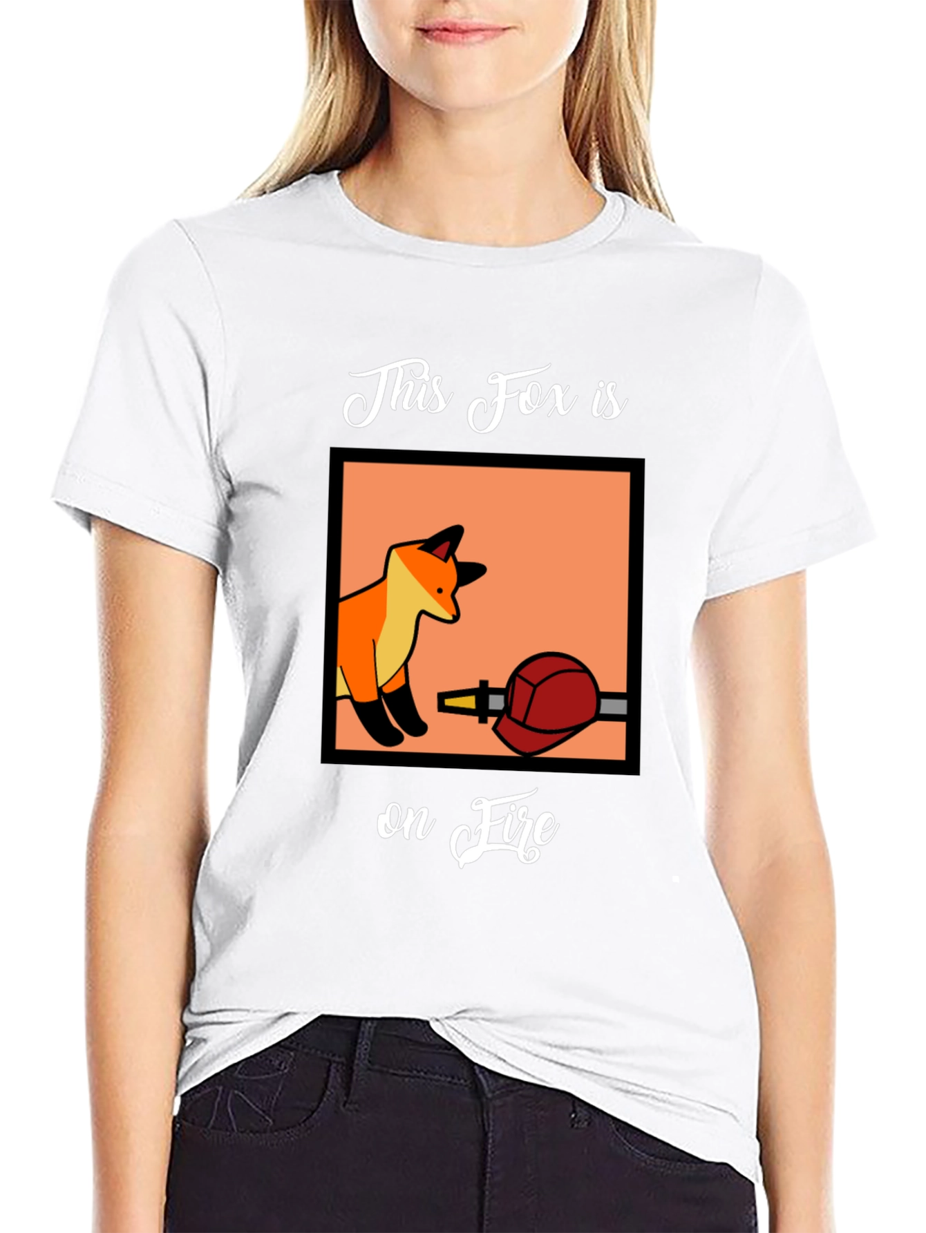 Fox on Fire Graphic T-Shirt - Funny Animal Tee