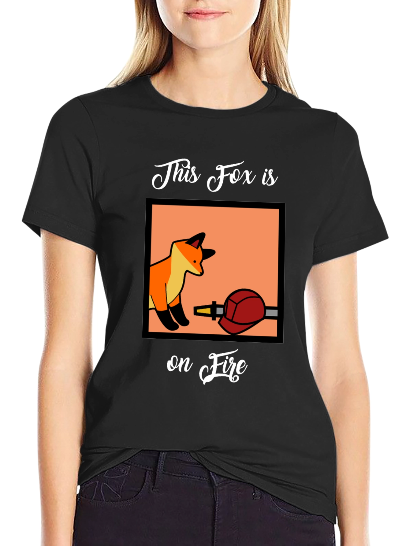 Fox on Fire Graphic T-Shirt - Funny Animal Tee