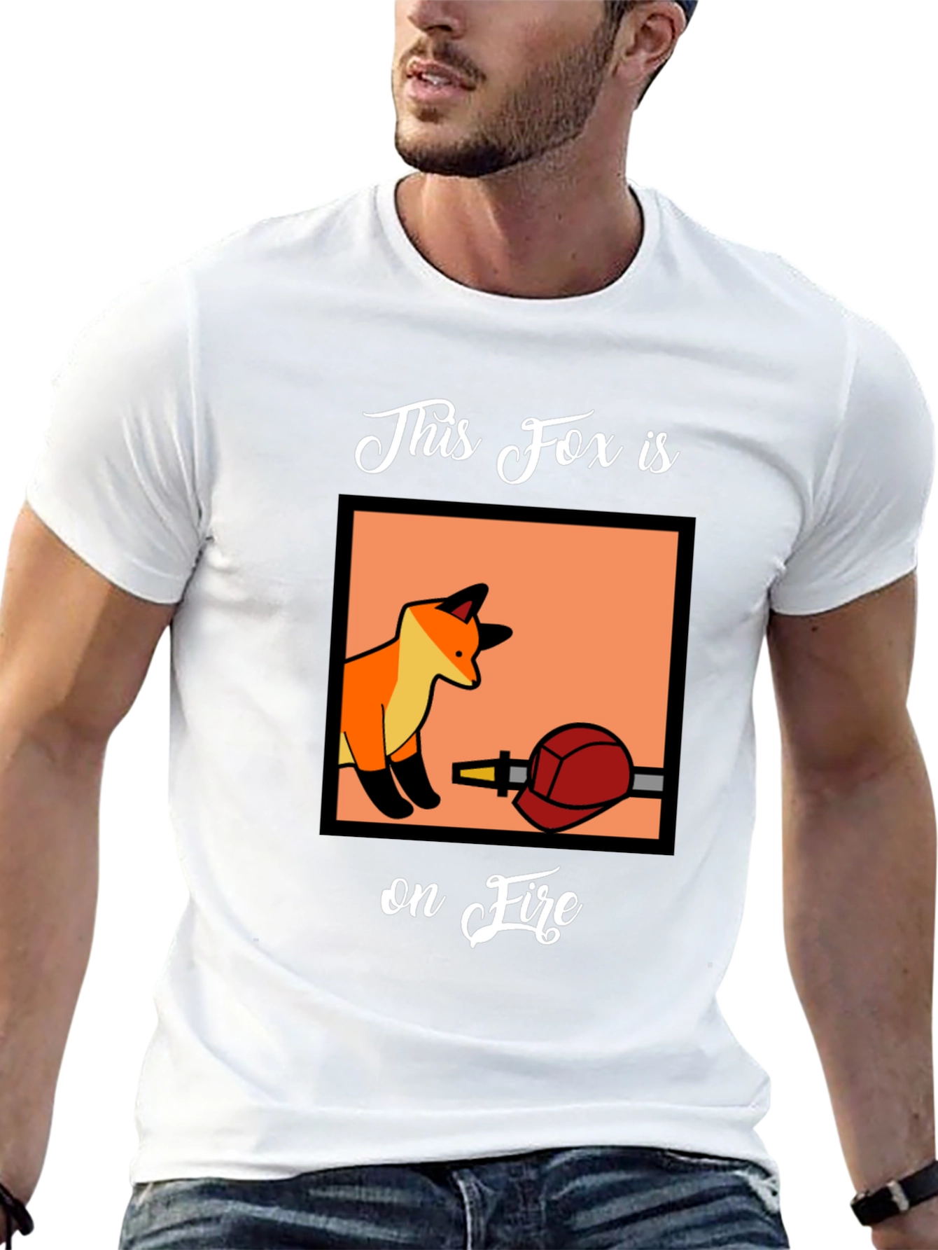 Fox on Fire Graphic T-Shirt - Funny Animal Tee