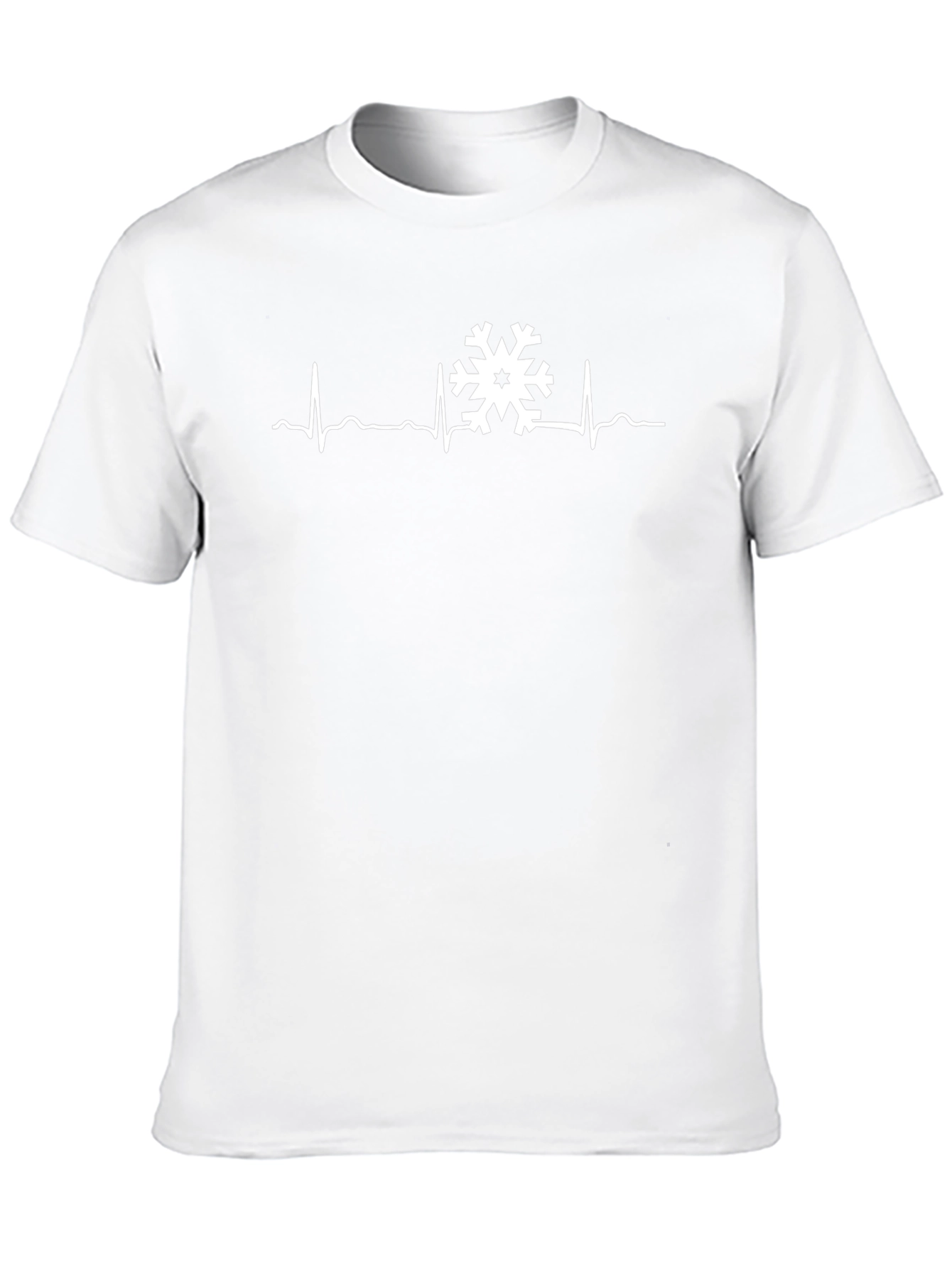 Snowflake Heartbeat Graphic Tee - Black Cotton T-Shirt