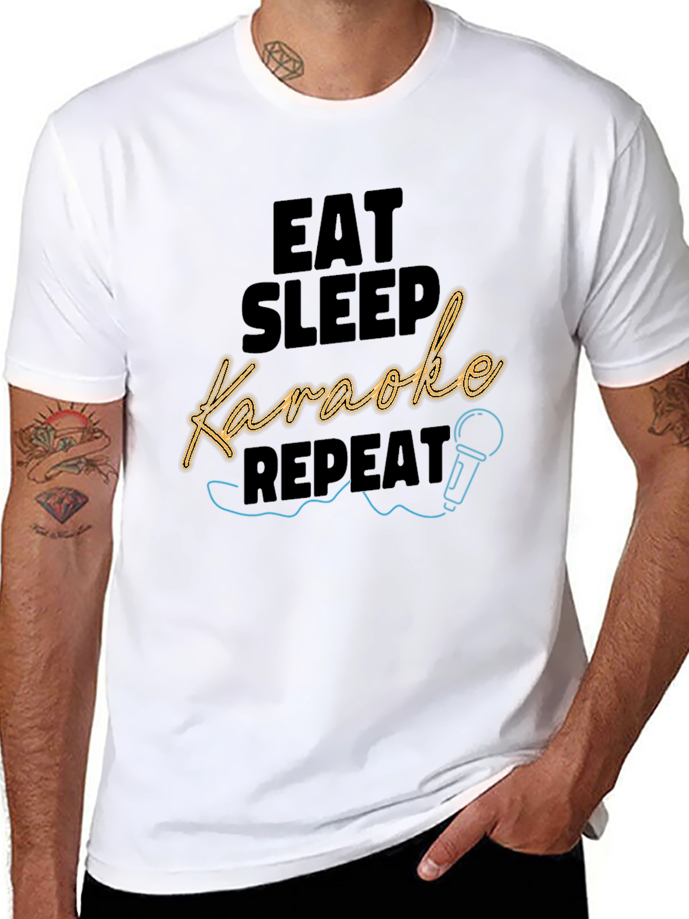 Eat Sleep Karaoke Repeat Black T-Shirt