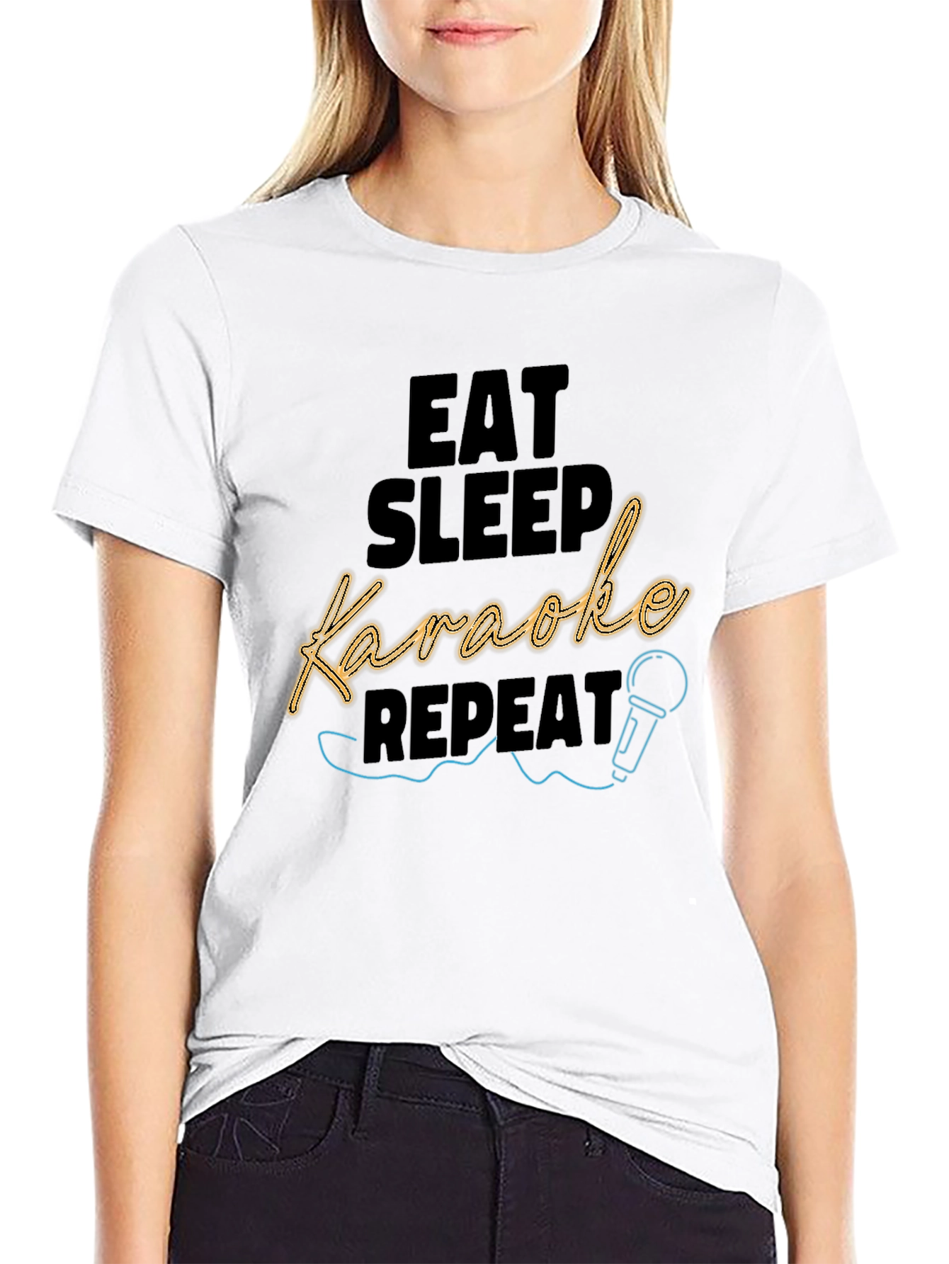 Eat Sleep Karaoke Repeat Black T-Shirt