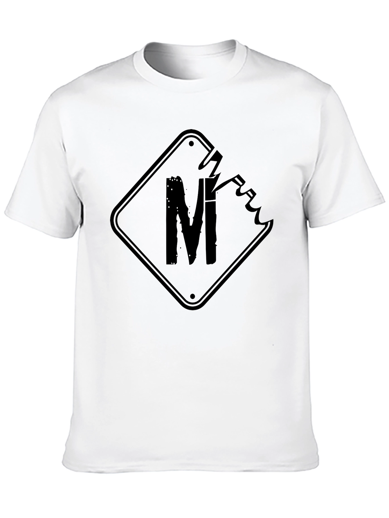 Mens Black T-Shirt with M Graphic Design