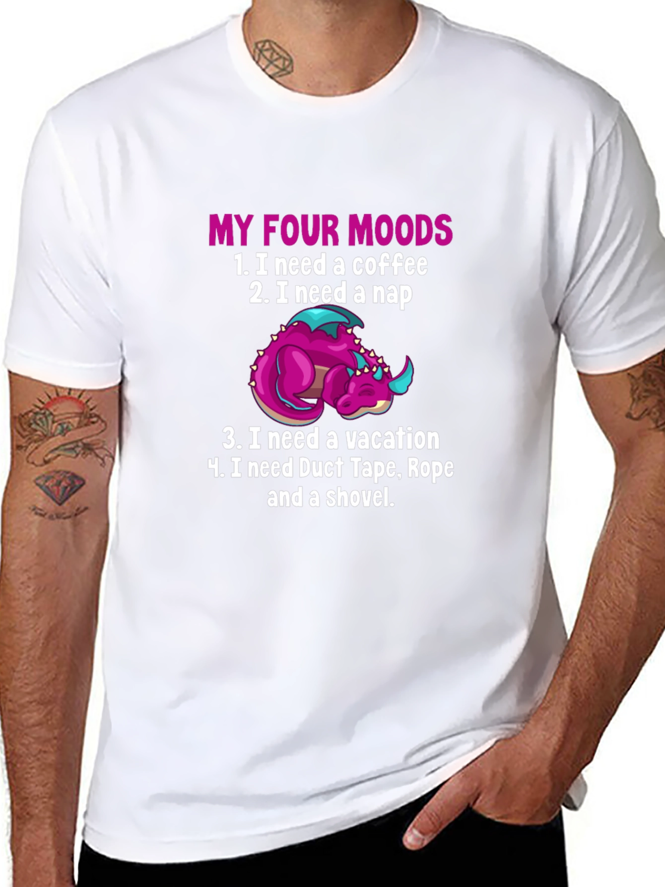 My Four Moods Dragon T-Shirt Funny Graphic Tee