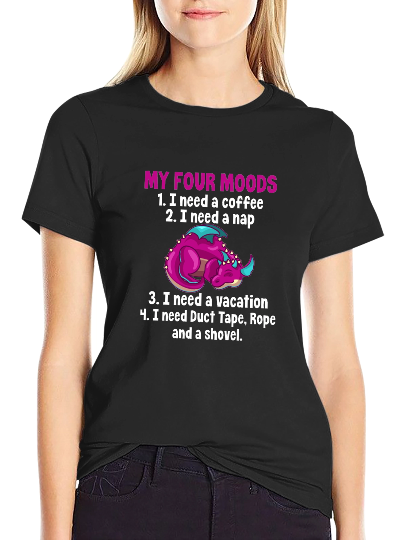 My Four Moods Dragon T-Shirt Funny Graphic Tee