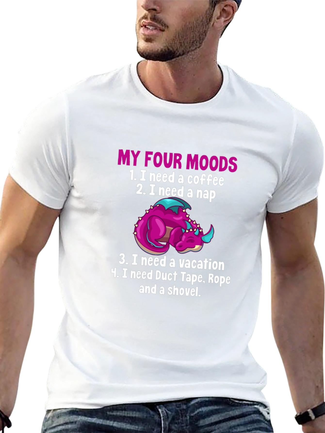 My Four Moods Dragon T-Shirt Funny Graphic Tee