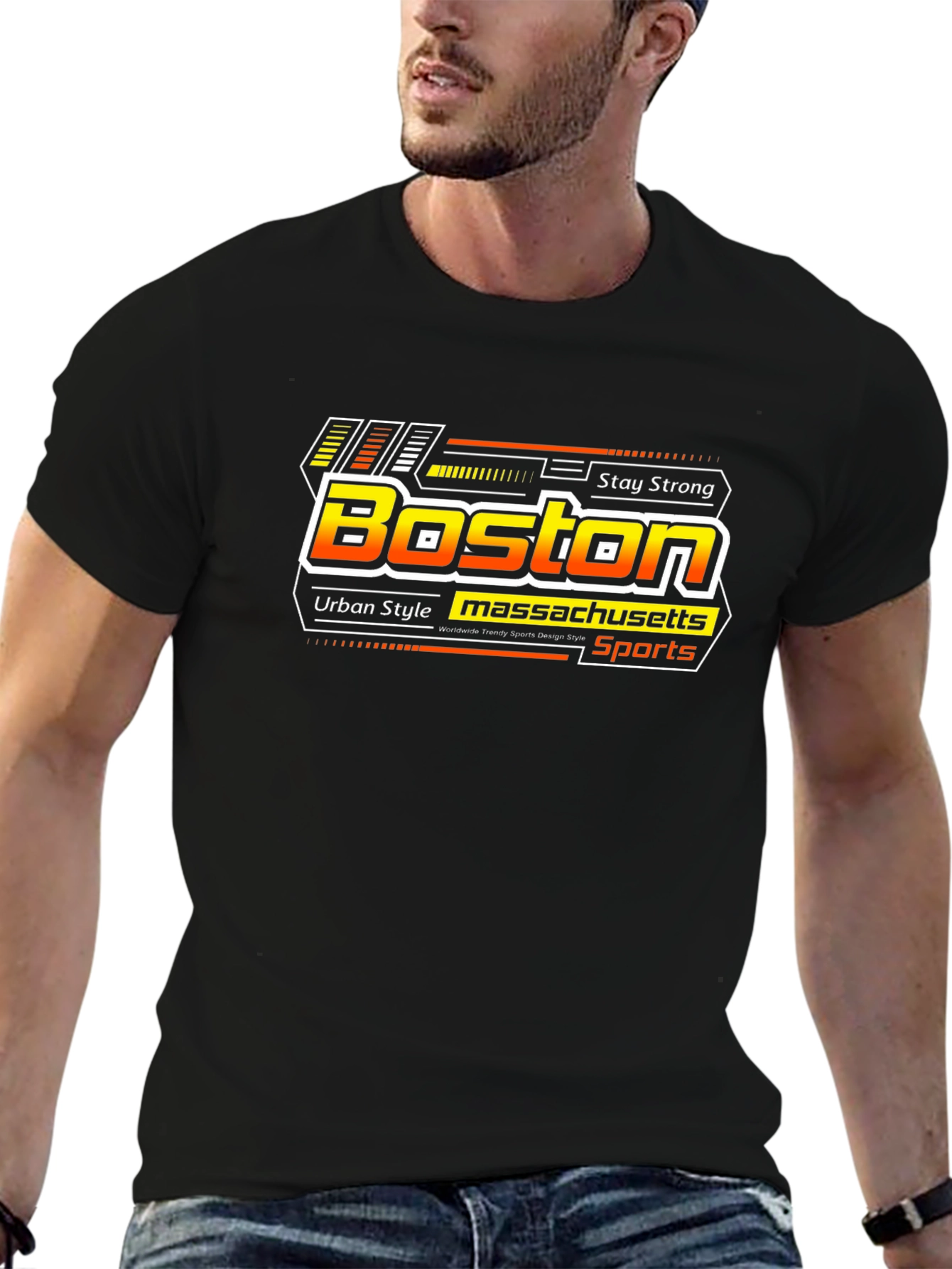 Boston Massachusetts Sports Black T-Shirt
