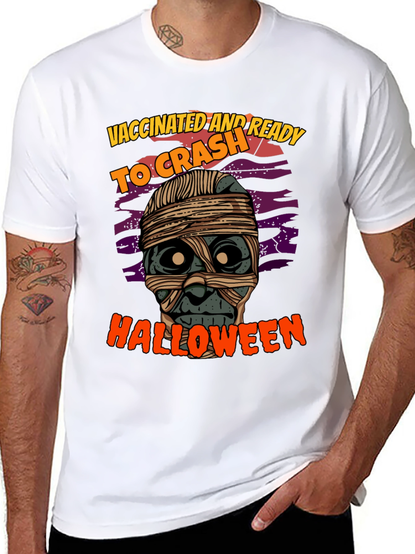 Vaccinated & Ready to Crash Halloween Mummy T-Shirt