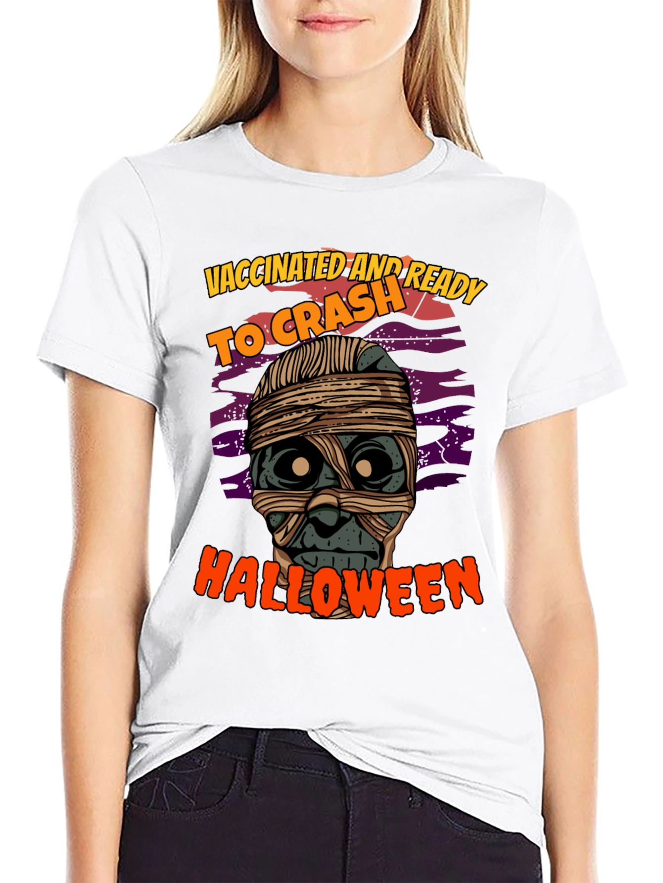 Vaccinated & Ready to Crash Halloween Mummy T-Shirt