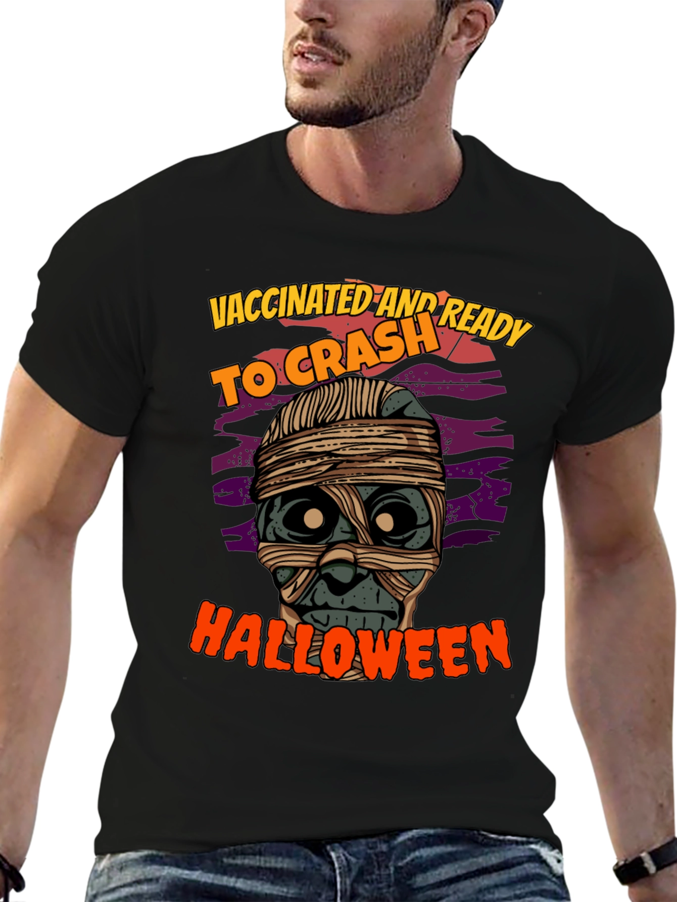 Vaccinated & Ready to Crash Halloween Mummy T-Shirt
