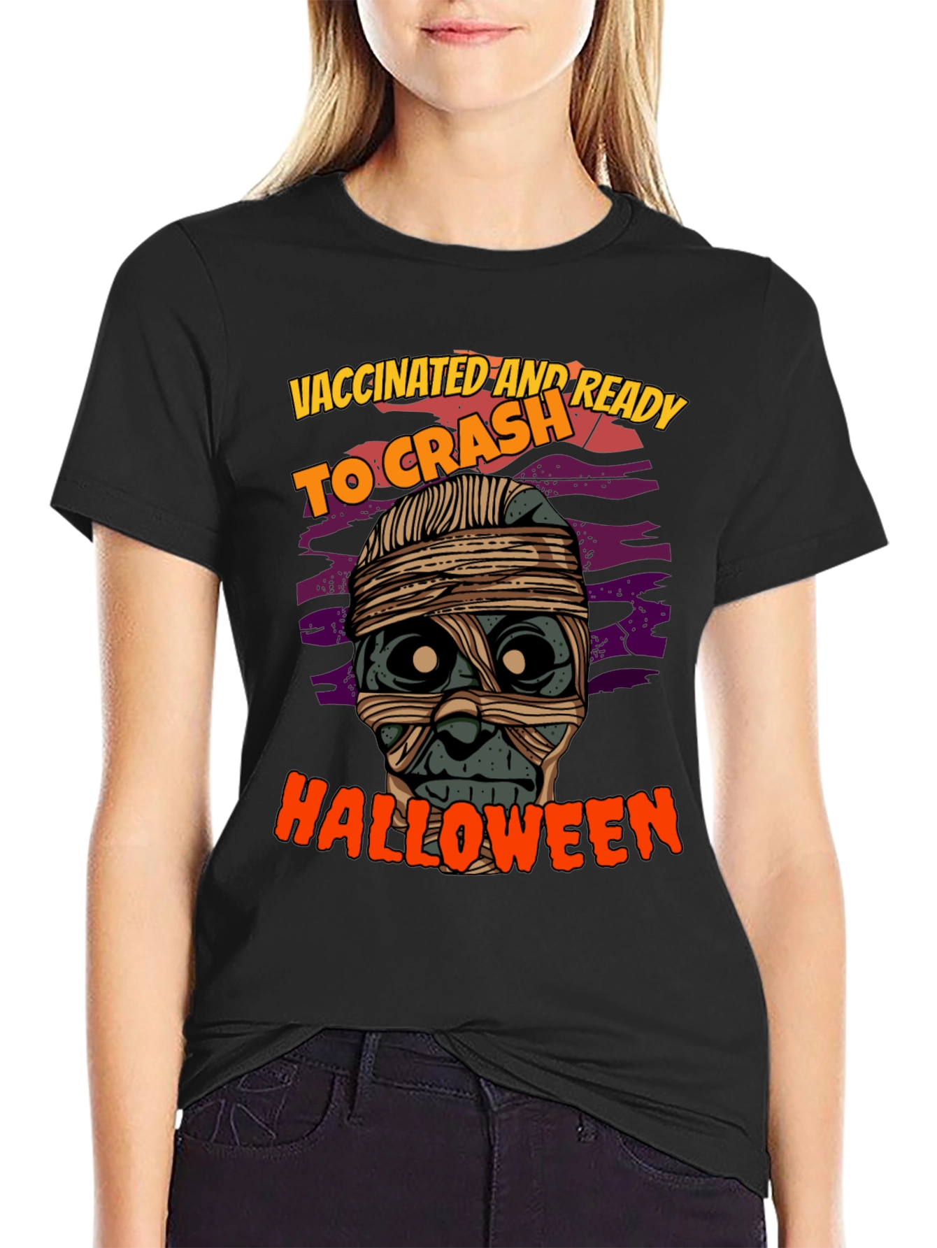 Vaccinated & Ready to Crash Halloween Mummy T-Shirt