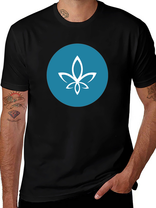 Modern Black Tee with Teal Circle Lotus Design