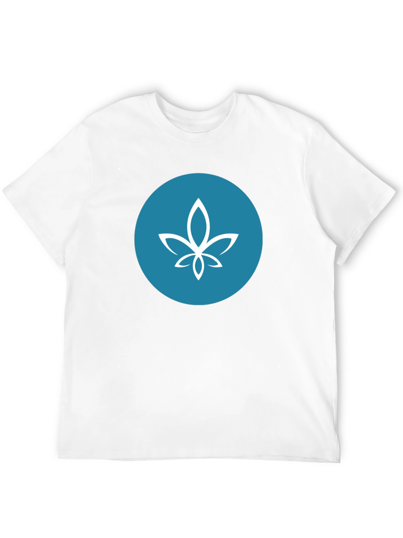 Modern Black Tee with Teal Circle Lotus Design