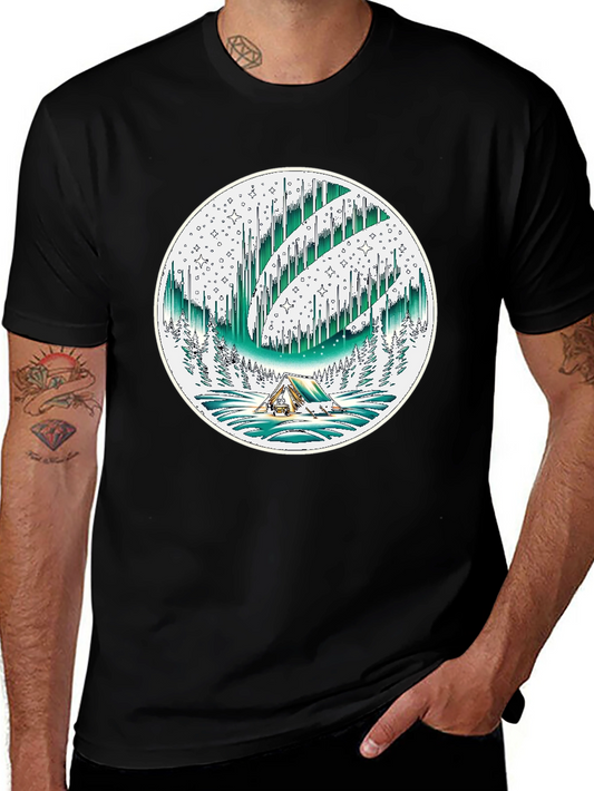 Aurora Camping Graphic Tee - Northern Lights T-Shirt