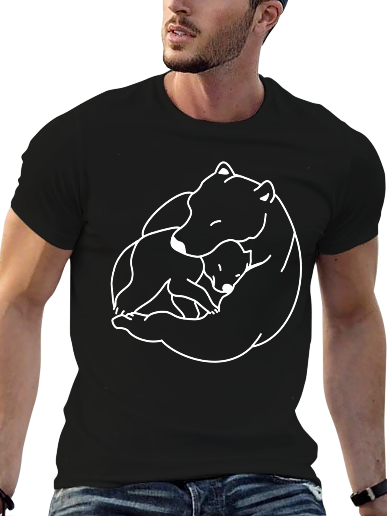 Bear Hug Graphic Tee - Black Comfort Fit