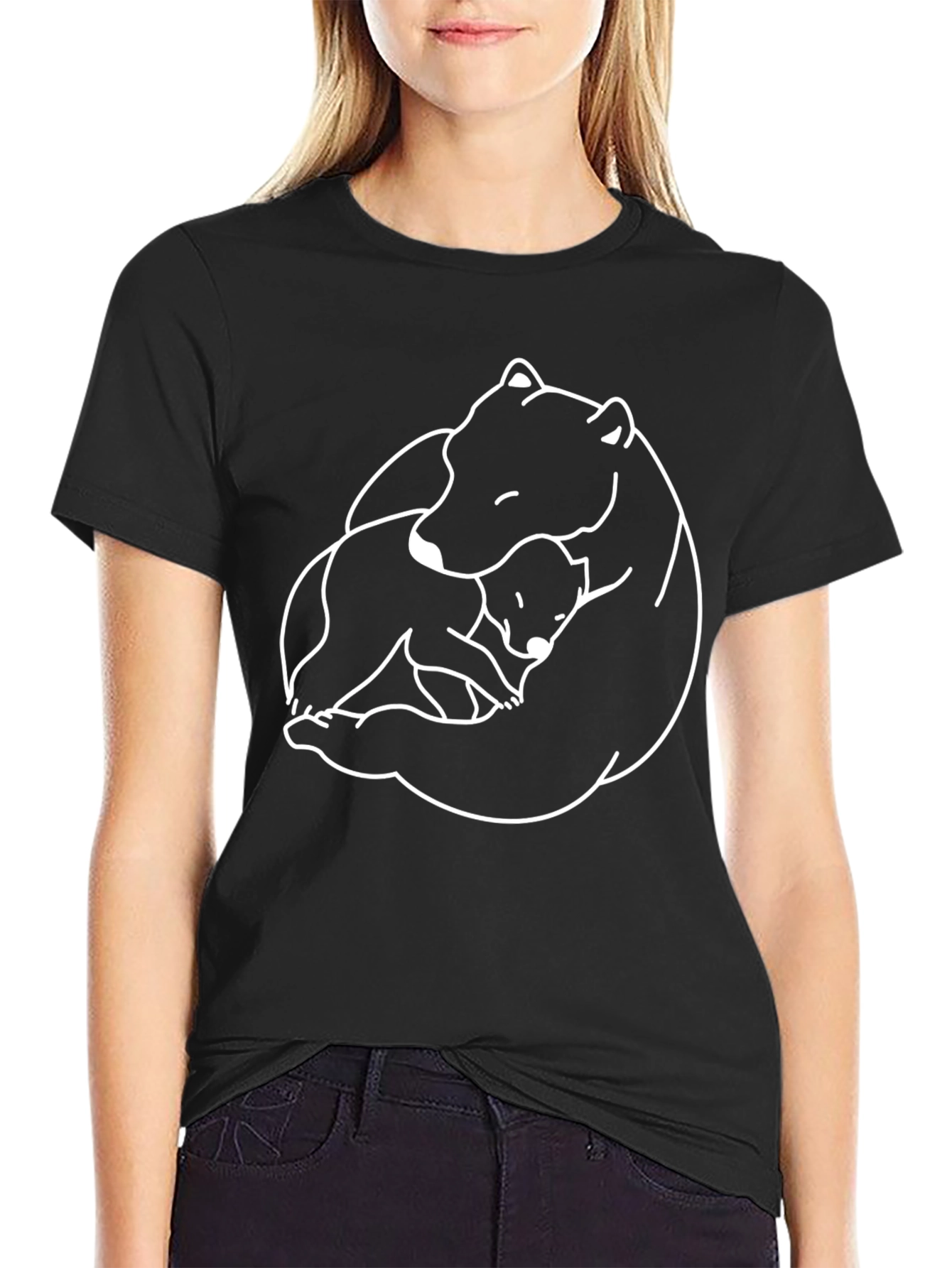 Bear Hug Graphic Tee - Black Comfort Fit
