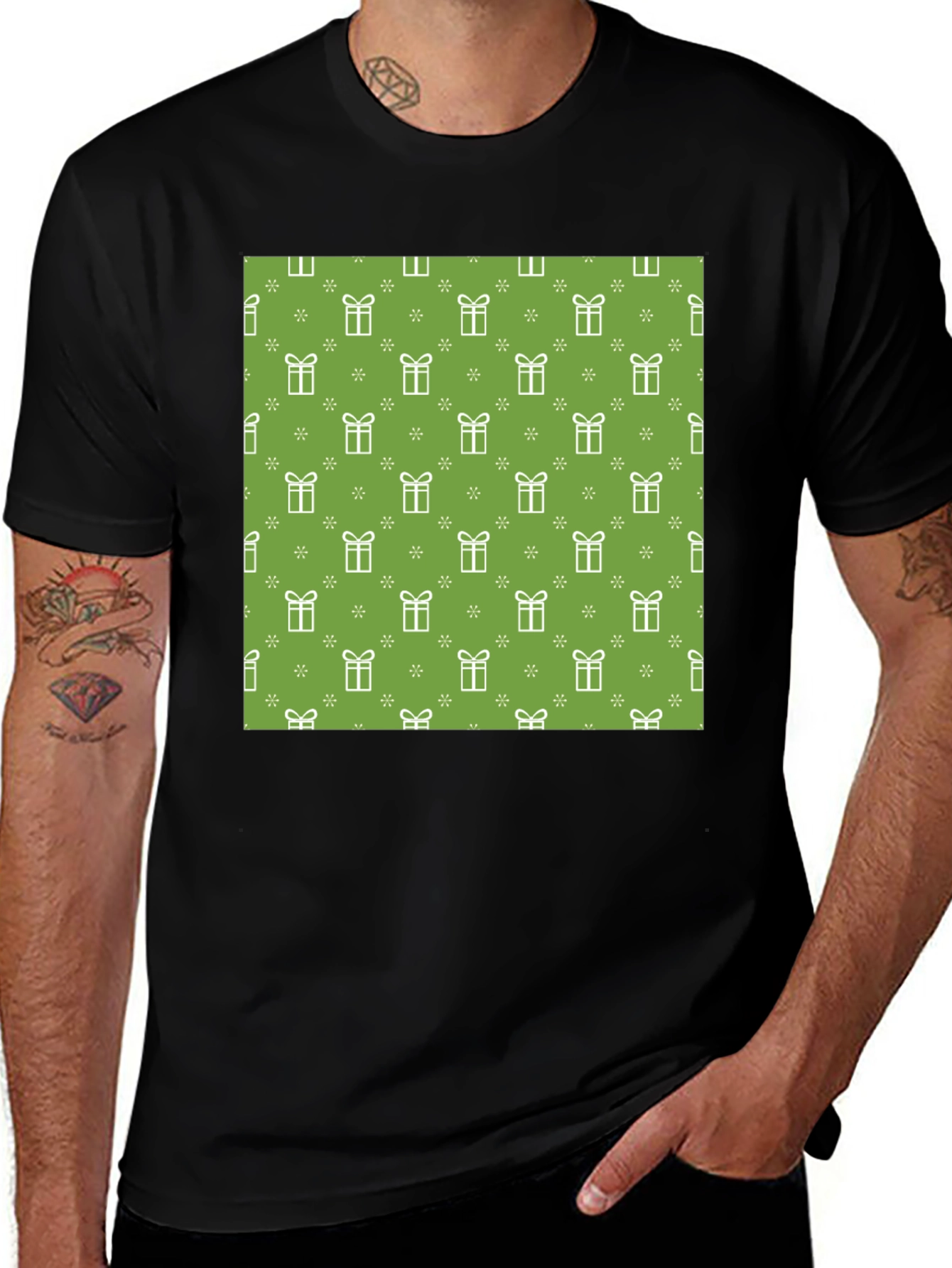 Festive Gift Pattern Tee - Holiday Cheer