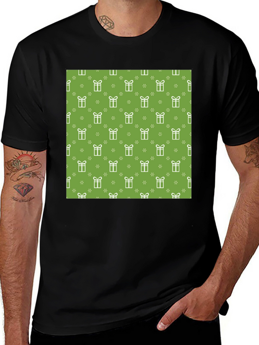 Festive Gift Pattern Tee - Holiday Cheer
