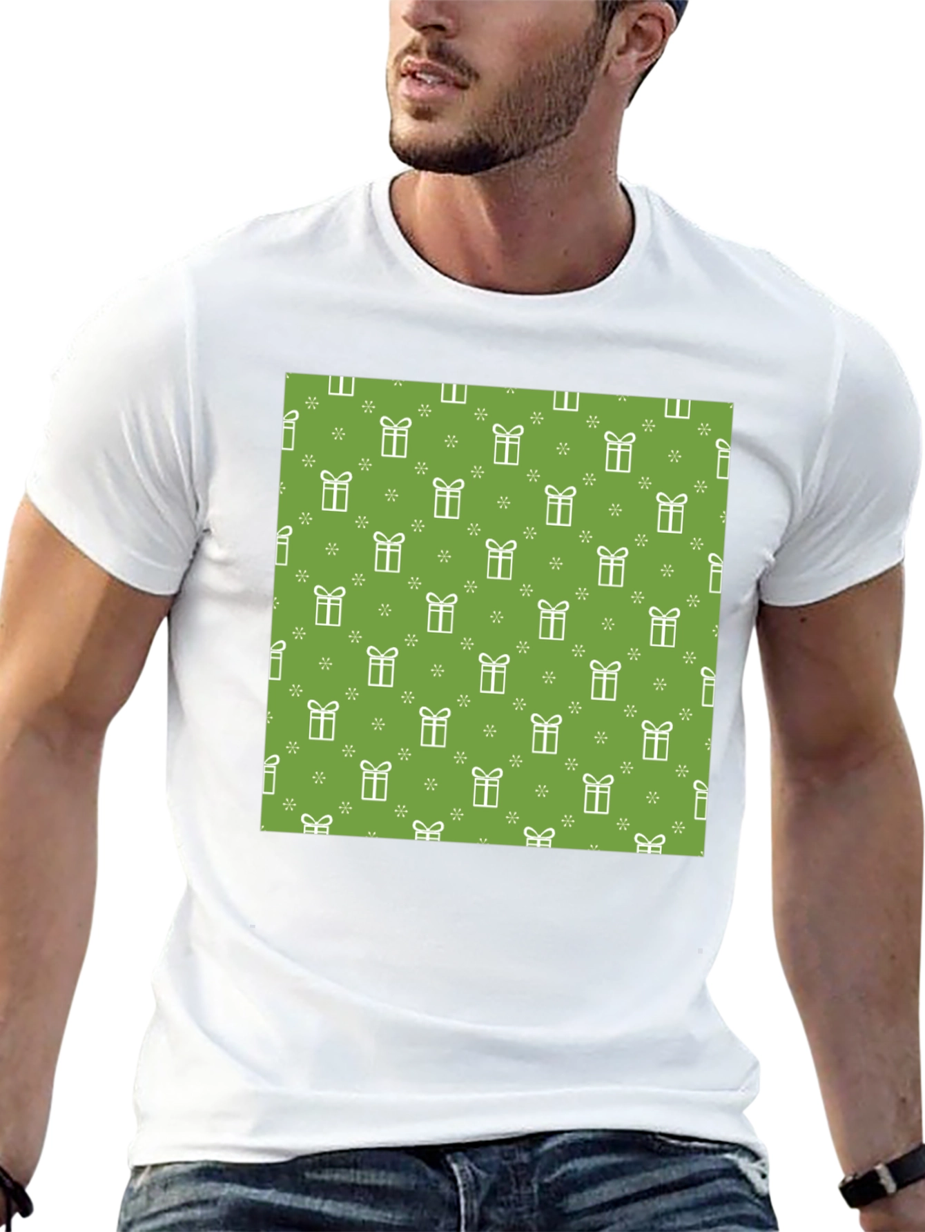 Festive Gift Pattern Tee - Holiday Cheer