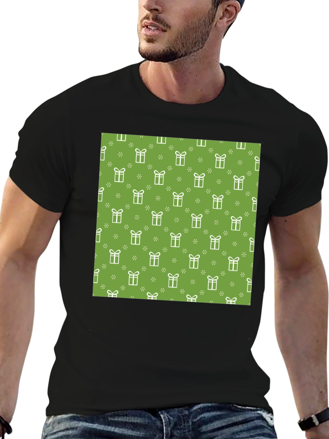 Festive Gift Pattern Tee - Holiday Cheer