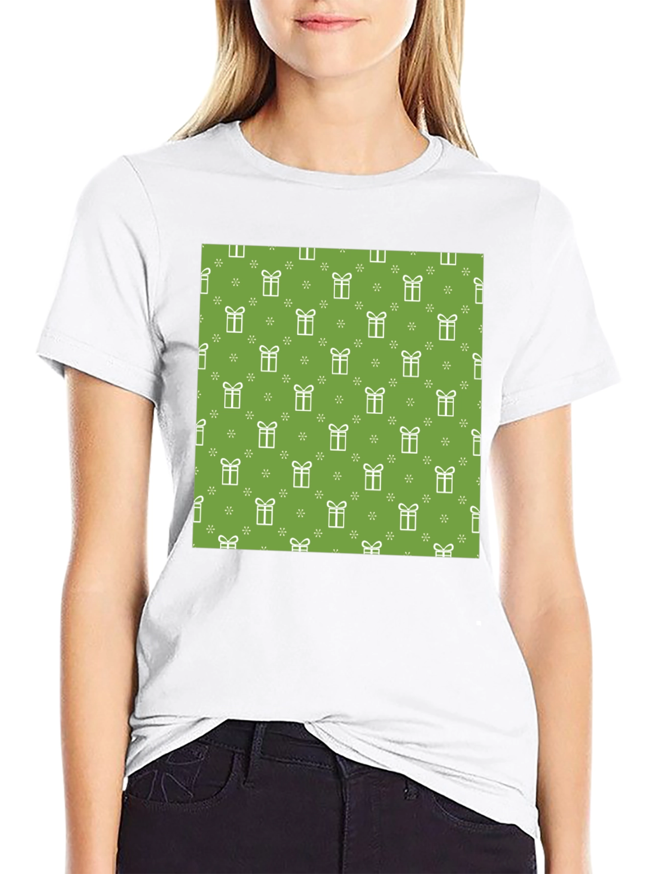 Festive Gift Pattern Tee - Holiday Cheer