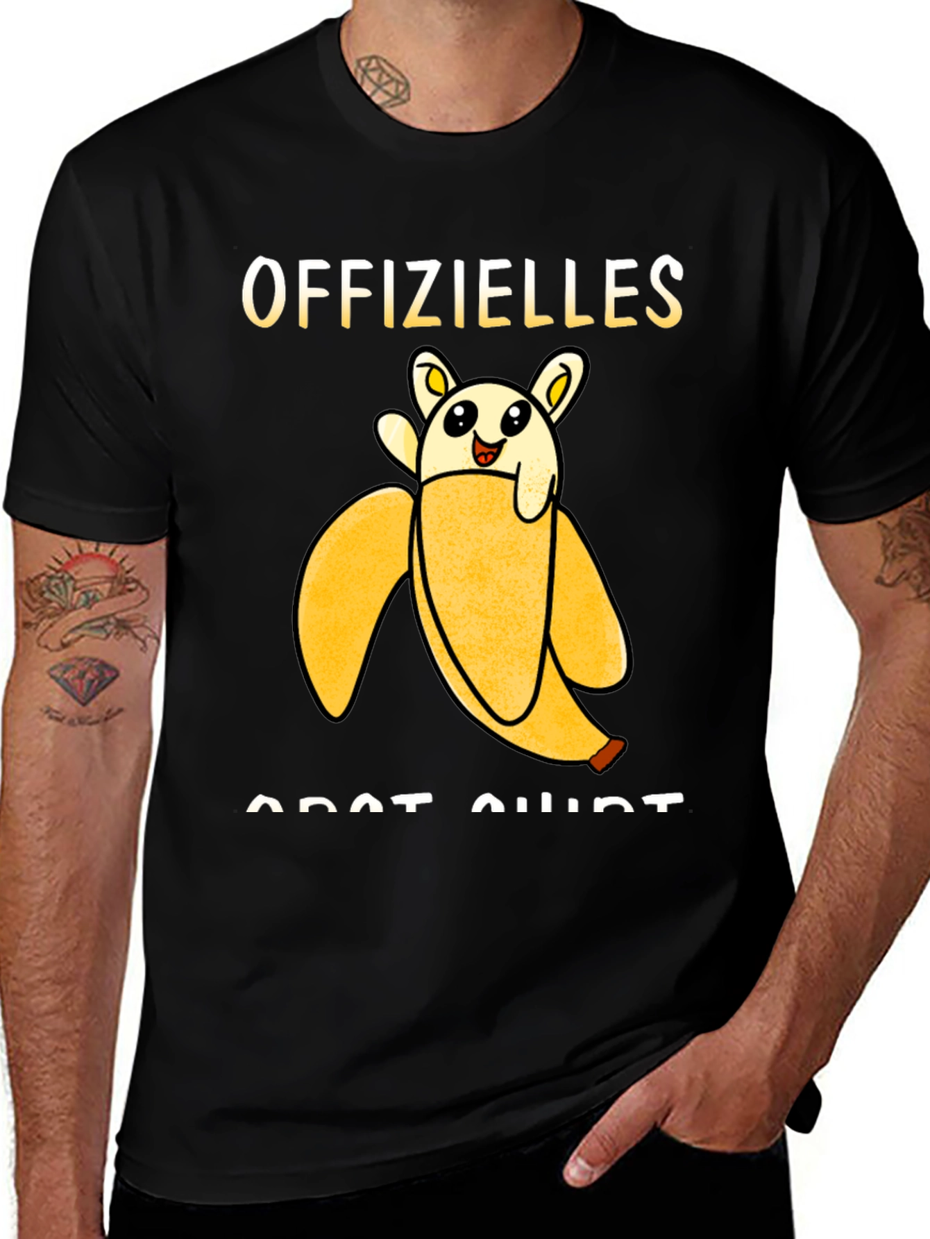 Offizielles Banana Cat Shirt - Black Graphic Tee