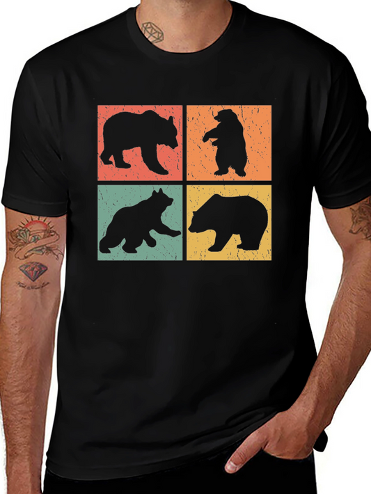 Retro Bear Silhouette T-Shirt - Nature Lover Tee