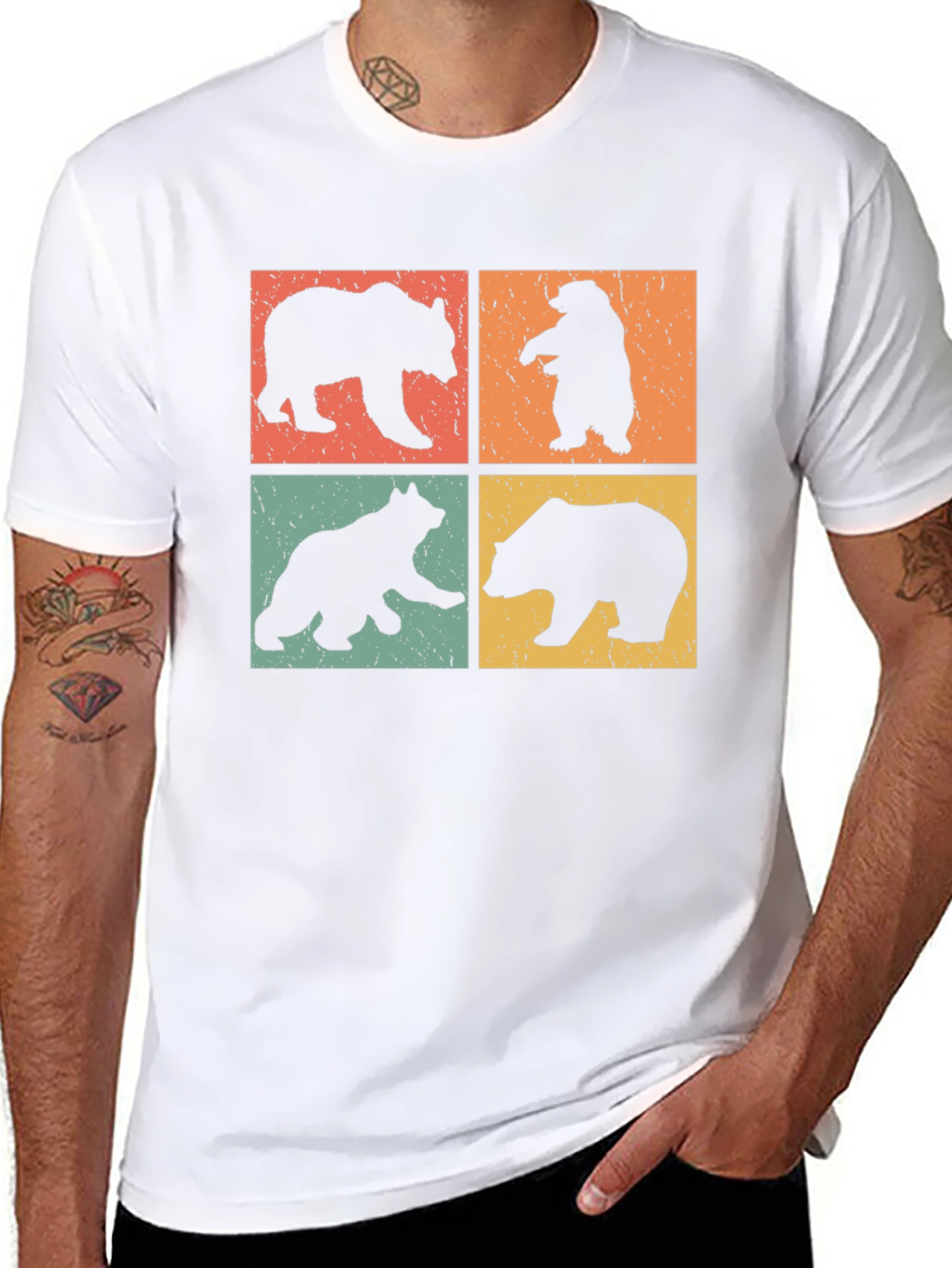 Retro Bear Silhouette T-Shirt - Nature Lover Tee