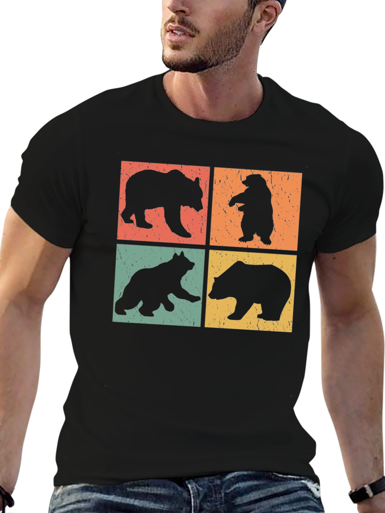 Retro Bear Silhouette T-Shirt - Nature Lover Tee