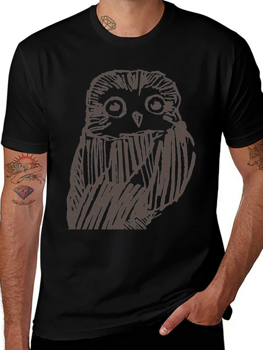 Mens Owl Graphic Print Black T-Shirt