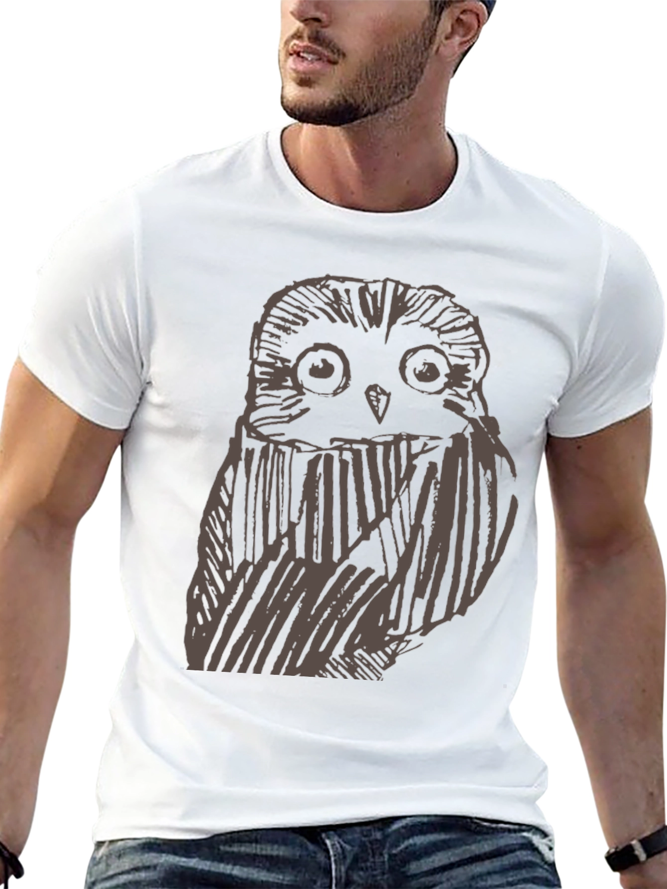 Mens Owl Graphic Print Black T-Shirt