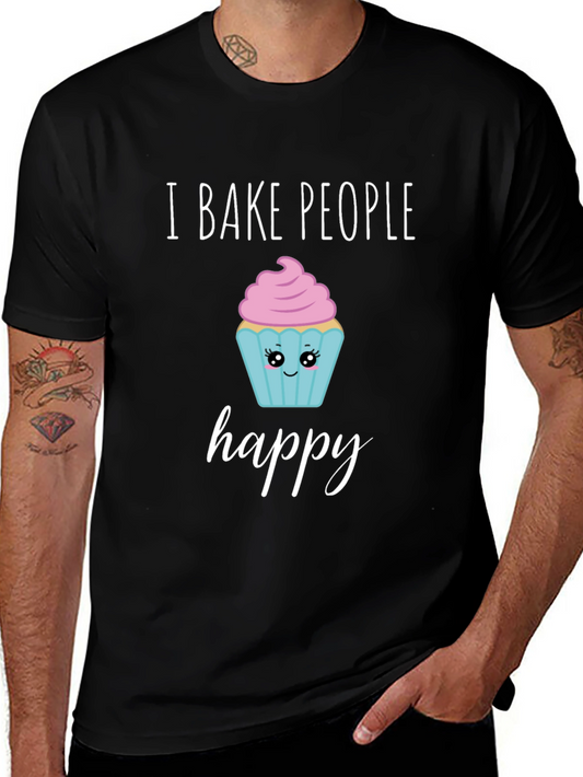 I Bake People Happy T-Shirt - Cute Cupcake Design