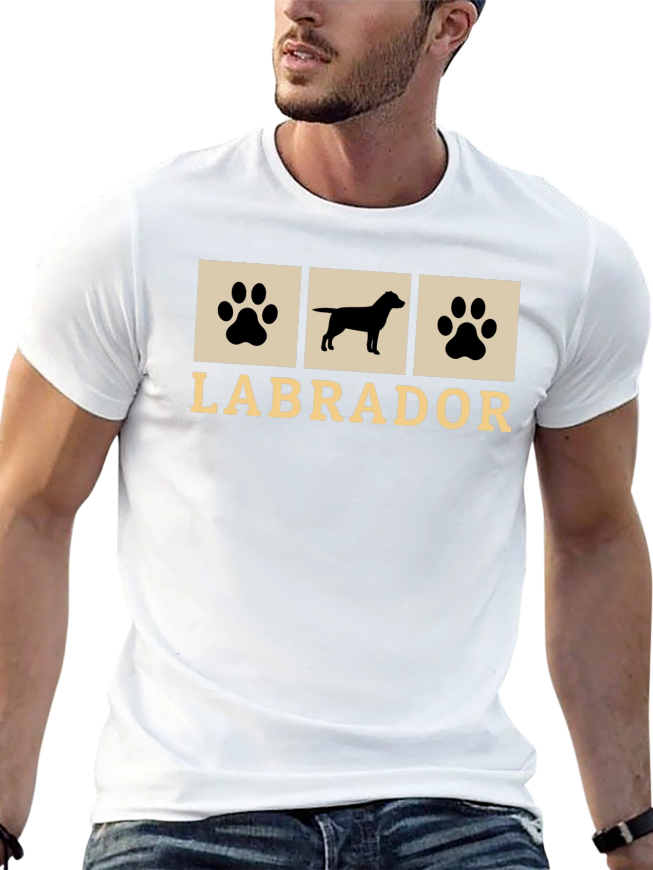 Labrador Dog Paw Print Graphic T-Shirt