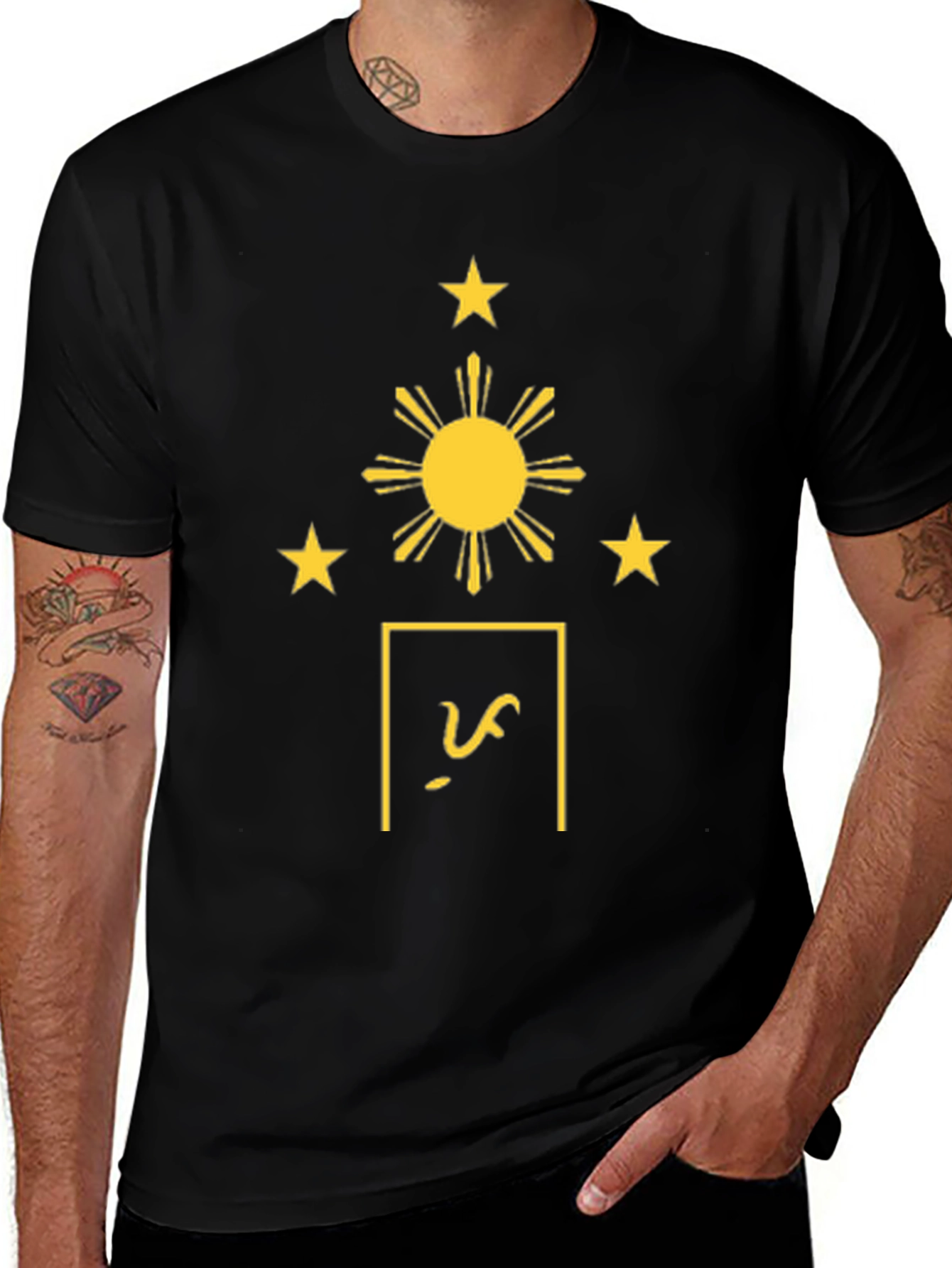 Philippines Flag Inspired Black T-Shirt